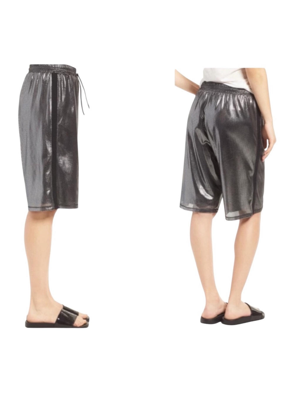 Ivy Park Women’s Metallic Mesh Athletic Shorts Size M NWT